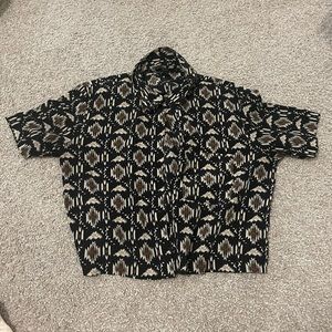 forever 21 collared button up crop top with a fun print